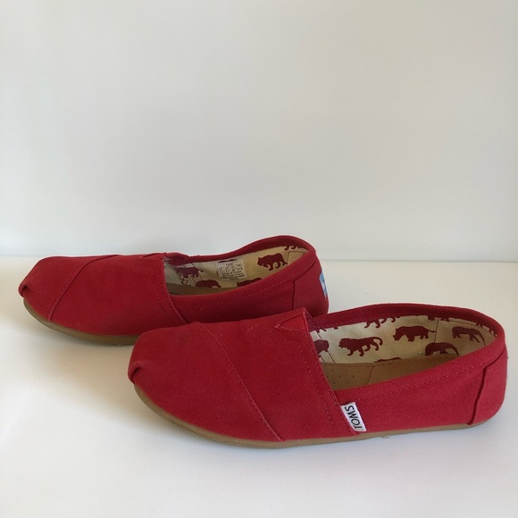 Toms Red Canvas Women's Classics - Picture 4 of 8